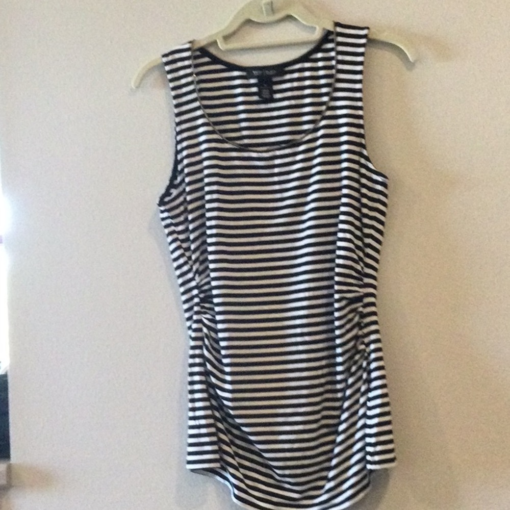White House Black Market Striped Black and White Sleeveless Top size M